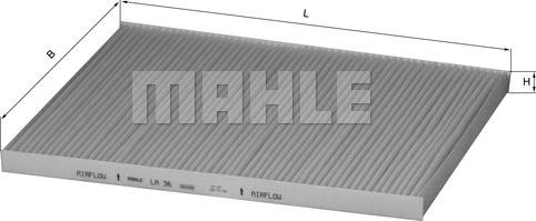 MAHLE LA 36 - Filtar, zrak unutarnjeg prostora www.parts5.com