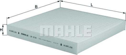 MAHLE LA 216 - Filtr, vzduch v interiéru www.parts5.com