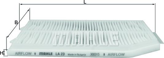 MAHLE LA 23 - Filter, interior air www.parts5.com