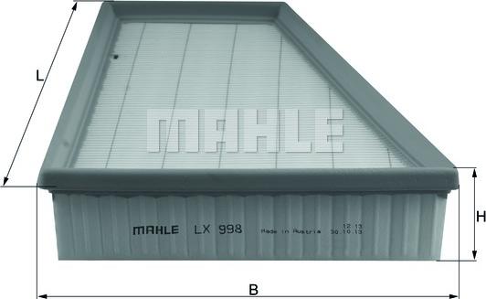 MAHLE LX 998 - Filtro de aire www.parts5.com