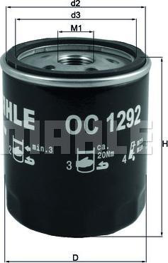 MAHLE OC 1292 - Oil Filter parts5.com