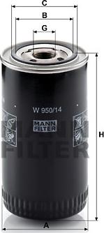 Mann-Filter W 950/14 - Маслен филтър www.parts5.com