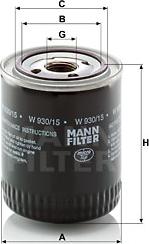 Mann-Filter W 930/15 - Oil Filter parts5.com