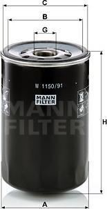 Mann-Filter W 1150/91 - Filter, operating hydraulics www.parts5.com