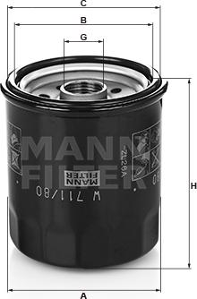 Mann-Filter W 711/80 - Oil Filter www.parts5.com