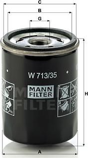 Mann-Filter W 713/35 - Yağ filtresi www.parts5.com
