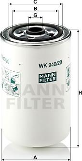 Mann-Filter WK 940/20 - Filtre à carburant www.parts5.com