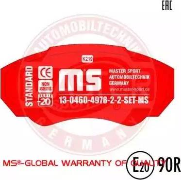 MASTER-SPORT GERMANY 13046049782-SET-MS - Тормозные колодки, дисковые, комплект www.parts5.com