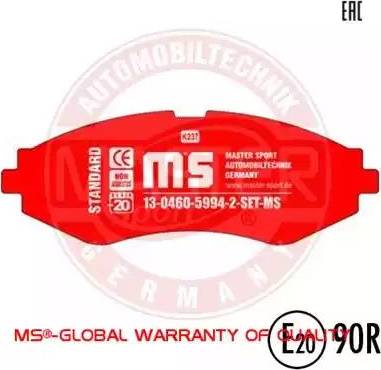 MASTER-SPORT GERMANY 13046059942-SET-MS - Brake Pad Set, disc brake www.parts5.com