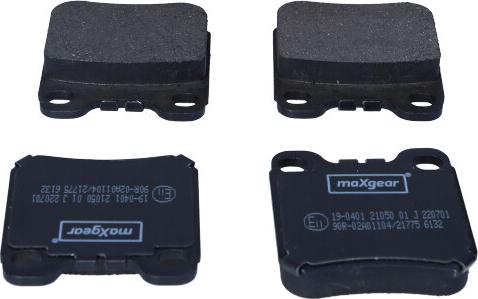 Maxgear 19-0401 - Zestaw klocków hamulcowych, hamulce tarczowe www.parts5.com