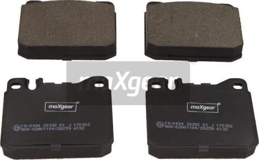 Maxgear 19-0434 - Komplet zavornih oblog, ploscne (kolutne) zavore www.parts5.com