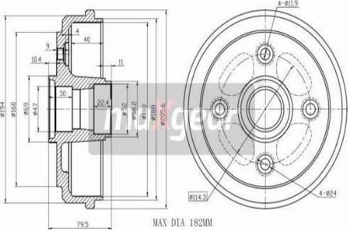 Maxgear 19-1041 - Tambour de frein www.parts5.com