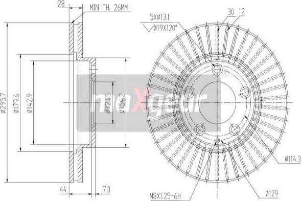 Maxgear 19-2387 - Brake Disc www.parts5.com