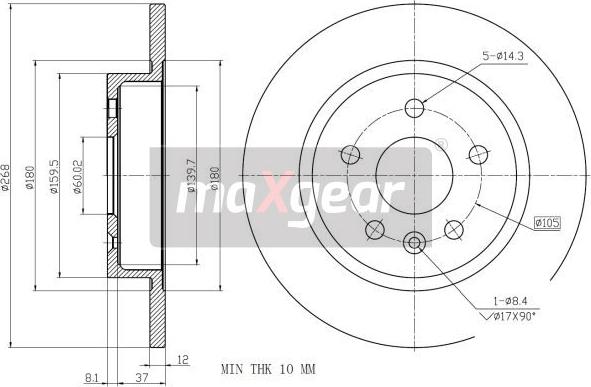 Maxgear 19-2333 - Disc frana www.parts5.com