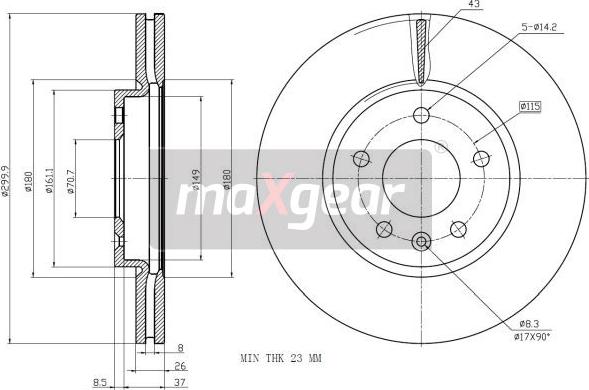 Maxgear 19-2332 - Féktárcsa parts5.com