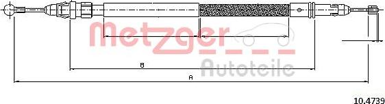 Metzger 10.4739 - Cable, parking brake www.parts5.com