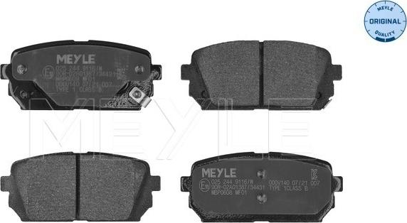 Meyle 025 244 9116/W - Brake Pad Set, disc brake www.parts5.com