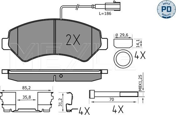 Meyle 025 244 6619-2/PD - Тормозные колодки, дисковые, комплект www.parts5.com