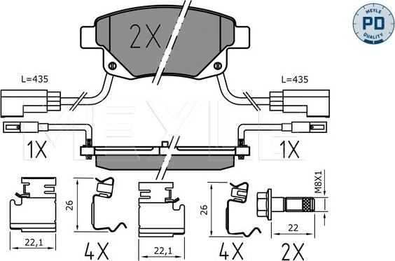 Meyle 025 244 8617/PD - Sada brzdových destiček, kotoučová brzda www.parts5.com