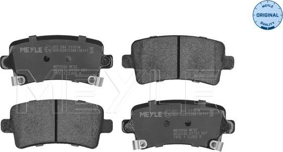 Meyle 025 244 2116/W - Set placute frana,frana disc www.parts5.com