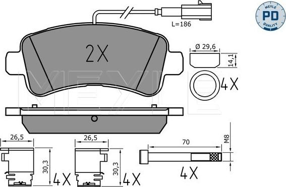 Meyle 025 259 8721/PD - Bremsbelagsatz, Scheibenbremse www.parts5.com