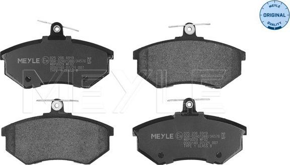 Meyle 025 206 6919 - Kit de plaquettes de frein, frein à disque www.parts5.com