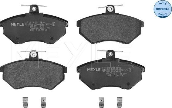 Meyle 025 201 6819 - Bremsbelagsatz, Scheibenbremse www.parts5.com