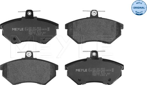 Meyle 025 201 6816 - Тормозные колодки, дисковые, комплект www.parts5.com