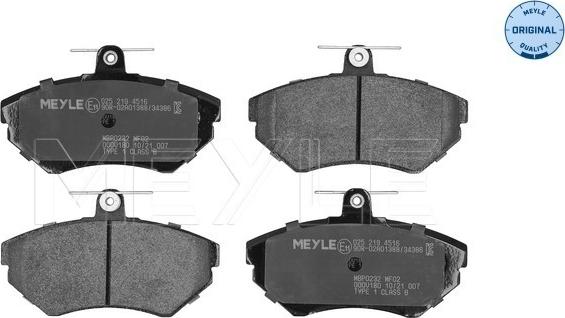 Meyle 025 219 4516 - Brake Pad Set, disc brake www.parts5.com