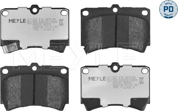 Meyle 025 216 5415/PD - Brake Pad Set, disc brake www.parts5.com