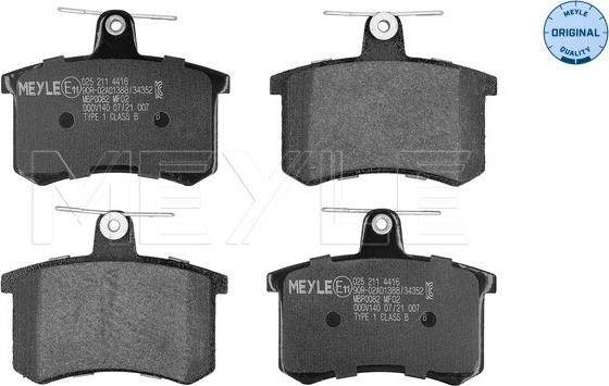 Meyle 025 211 4416 - Kit de plaquettes de frein, frein à disque www.parts5.com