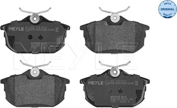 Meyle 025 218 6115 - Set placute frana,frana disc www.parts5.com