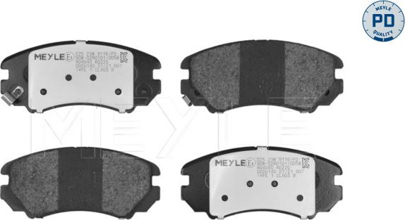 Meyle 025 238 9116/PD - Komplet zavornih oblog, ploscne (kolutne) zavore www.parts5.com