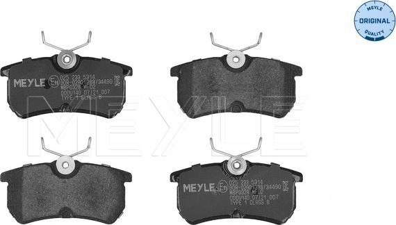 Meyle 025 233 5314 - Brake Pad Set, disc brake www.parts5.com