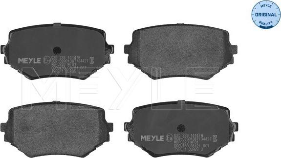 Meyle 025 233 1414/W - Brake Pad Set, disc brake www.parts5.com