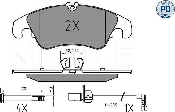 Meyle 025 222 5219/PD - Комплект спирачно феродо, дискови спирачки www.parts5.com