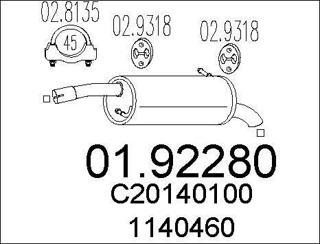 MTS 01.92280 - Silencieux arrière www.parts5.com