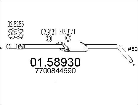 MTS 01.58930 - Srednji glusnik (izpusni lonec) www.parts5.com