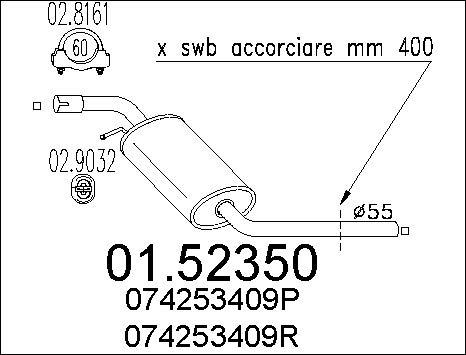 MTS 01.52350 - Střední tlumič výfuku www.parts5.com