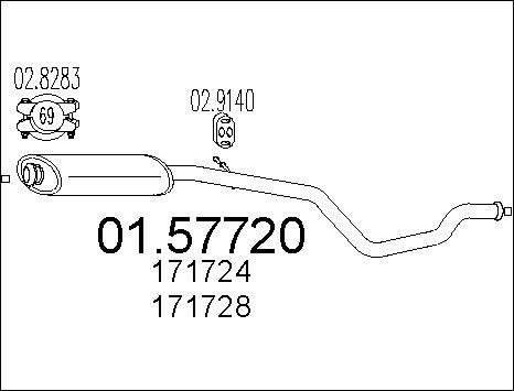 MTS 01.57720 - Középső hangtompító www.parts5.com