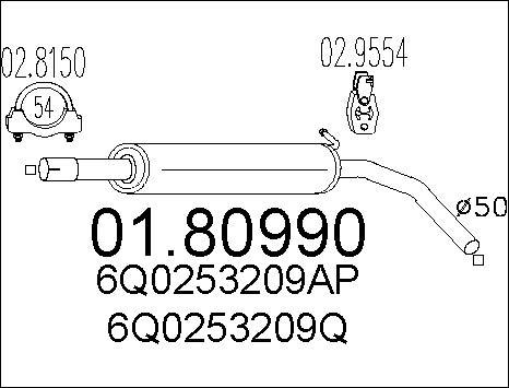 MTS 01.80990 - Средний глушитель выхлопных газов www.parts5.com