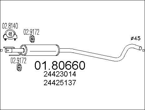 MTS 01.80660 - Μεσαίο σιλανσιέ www.parts5.com