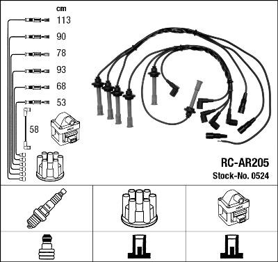 NGK 0524 - Ignition Cable Kit parts5.com
