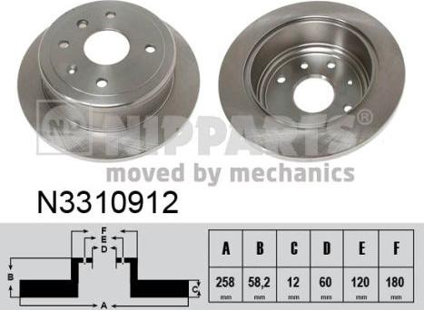 Nipparts N3310912 - Brake Disc www.parts5.com