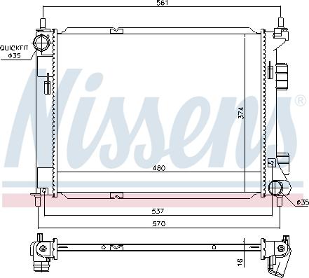 Nissens 67605 - Chłodnica, układ chłodzenia silnika www.parts5.com