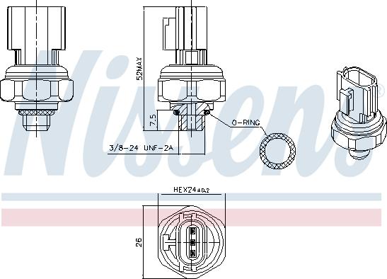 Nissens 301077 - Pressure Switch, air conditioning parts5.com