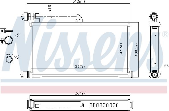 Nissens 70233 - Heat Exchanger, interior heating www.parts5.com