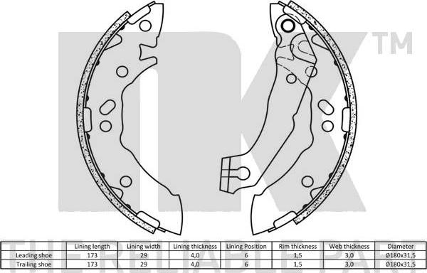 NK 2734621 - Set saboti frana www.parts5.com