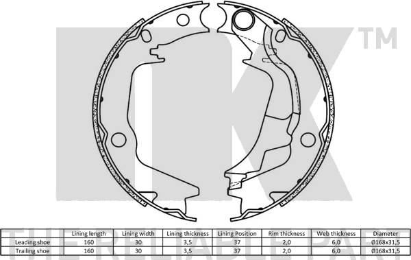 NK 2734793 - Brake Shoe Set, parking brake www.parts5.com