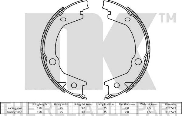 NK 2734745 - Set saboti frana, frana de mana www.parts5.com